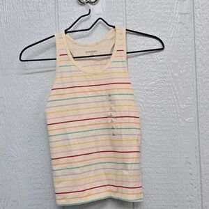 NWT Girls Large 10-12 Old Navy Cream and Pink Striped Tank